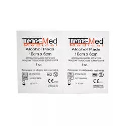 Gaziki nasączone alkoholem, jałowe, 10 x 6 cm, 100 szt.