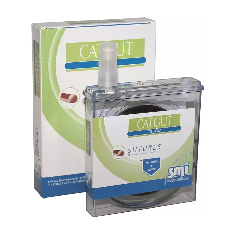 Nić wchłanialna Catgut chromowana brązowa
