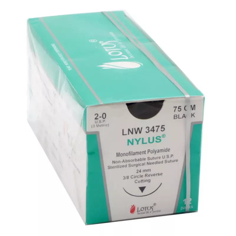 Nici Nylus® niewchłanialne z igłą, 12 saszetek