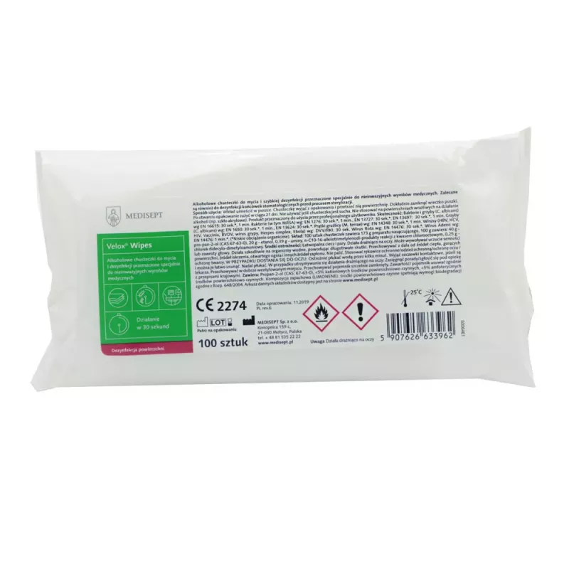 Velox Wipes chusteczki do mycia i dezynfekcji sprzętu