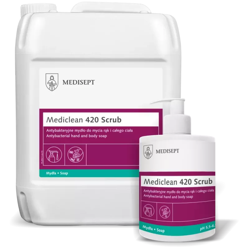 Mediclean 420 Scrub antybakteryjne mydło w płynie do mycia rąk i całego ciała, 5 l
