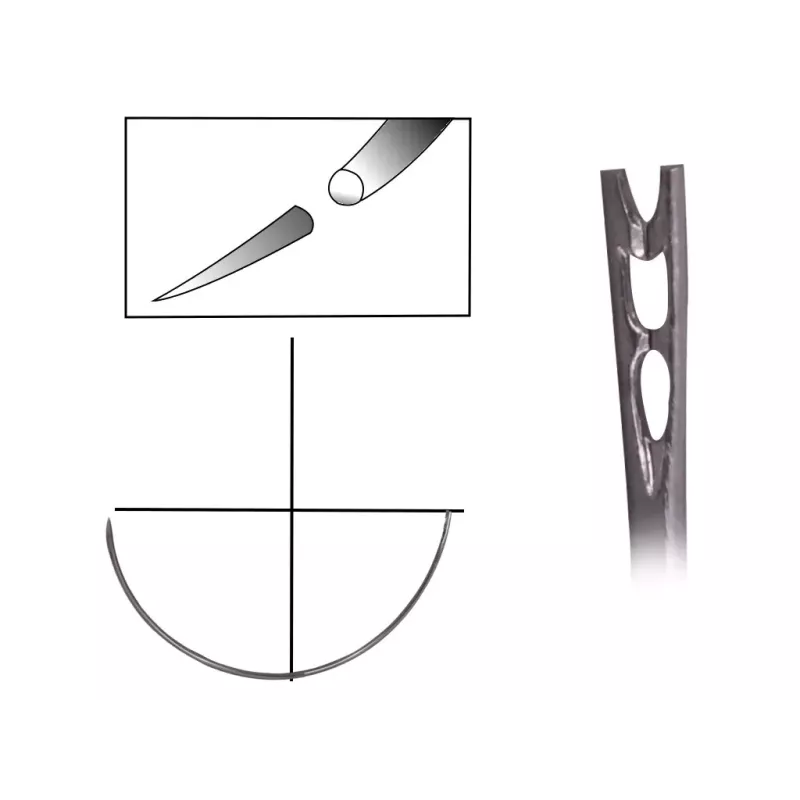Igła trójkątna 1/2 koła, oczko sprężynujące, 12 szt.