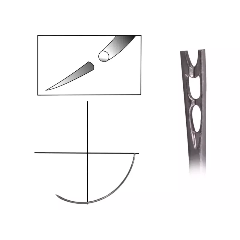 Igła trójkątna 3/8 koła, oczko sprężynujące, 12 szt.