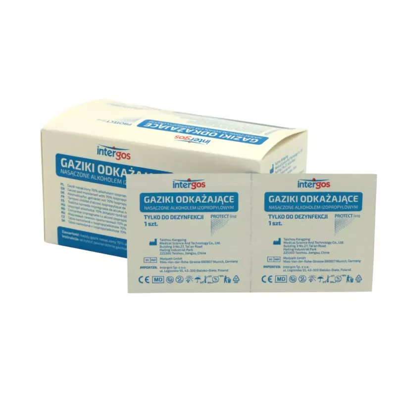 Gaziki alkoholowe Intergos, 100 szt. Gaziki alkoholowe Intergos, 100 szt.