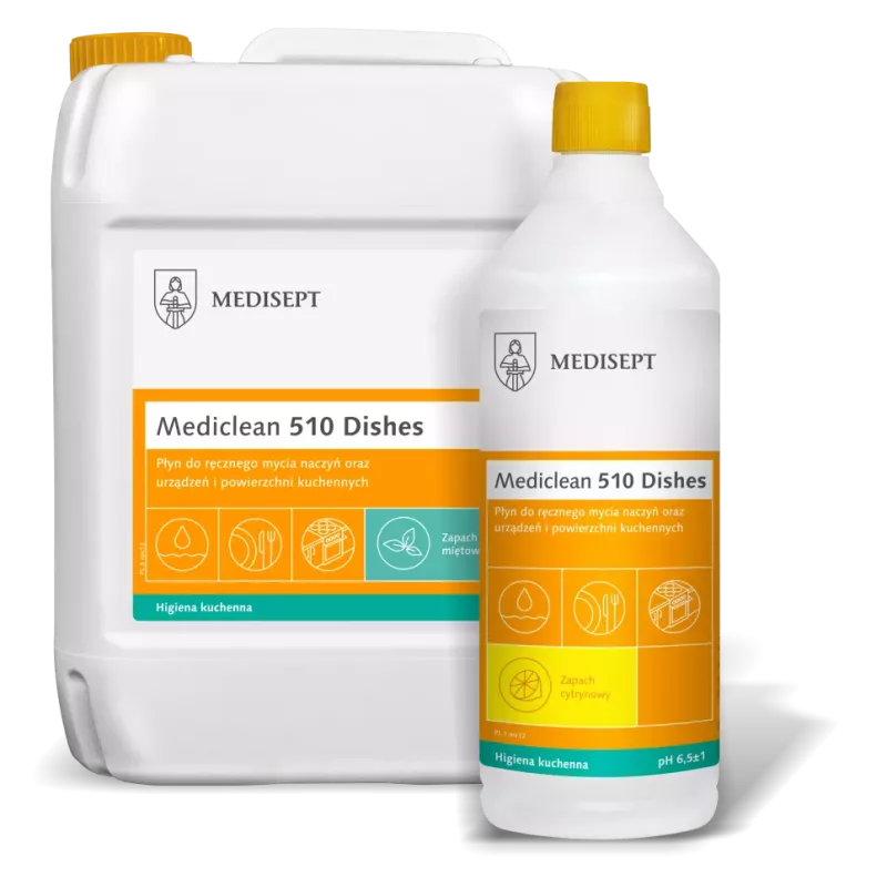 MEDICLEAN 510 Dishes Płyn do ręcznego mycia naczyń oraz urządzeń i powierzchni kuchennych, 1L